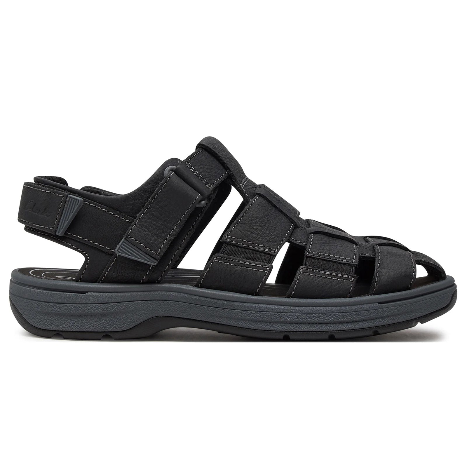 Clarks Saltway Cove Leather Mens Sandals#color_black