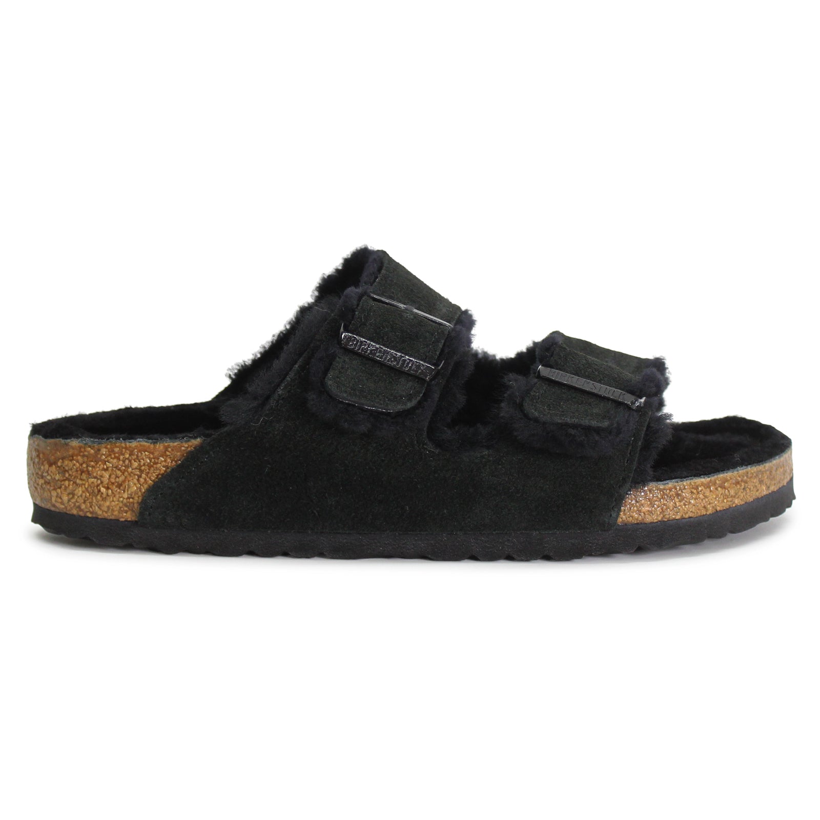 Birkenstock Arizona Fur 0752661 Suede Unisex Sandals - Black - 39#color_black