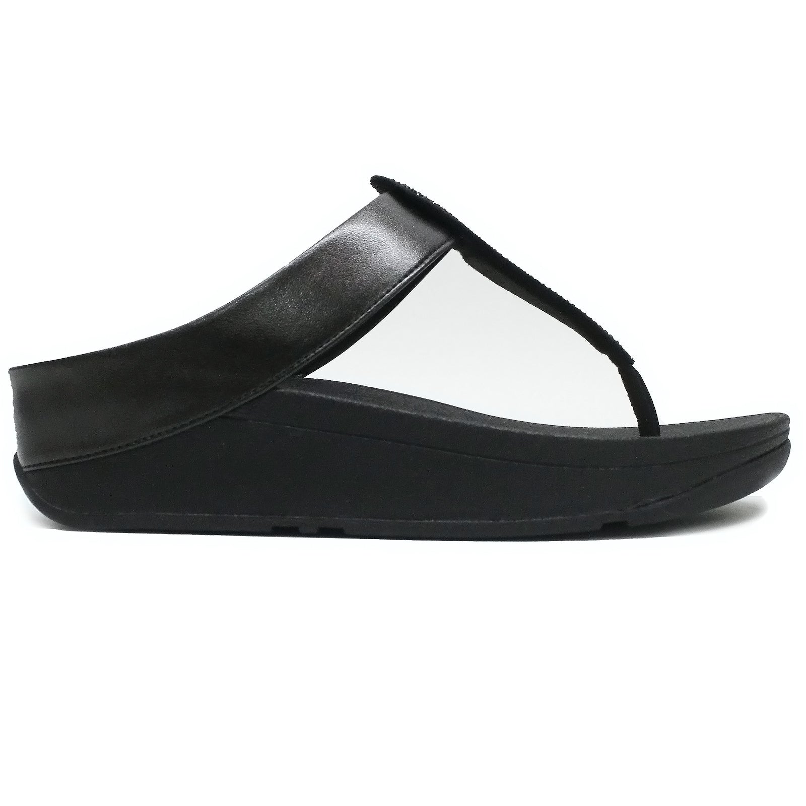FitFlop Fino Crystal Detail Metallic Toe Post PU Microfibre Womens Sandals#color_all black
