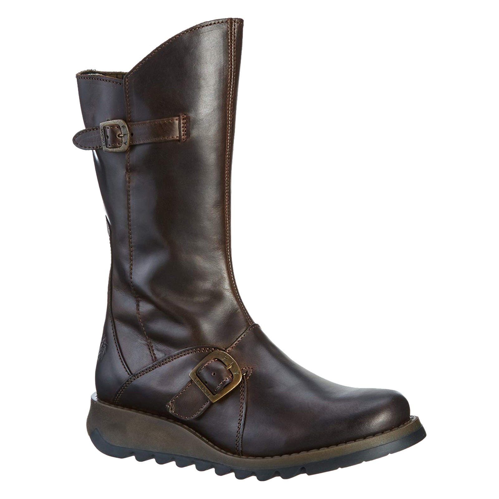 Fly London MES 2 P142913004 Rug Leather Womens Boots - Dark Brown - 41#color_dark brown