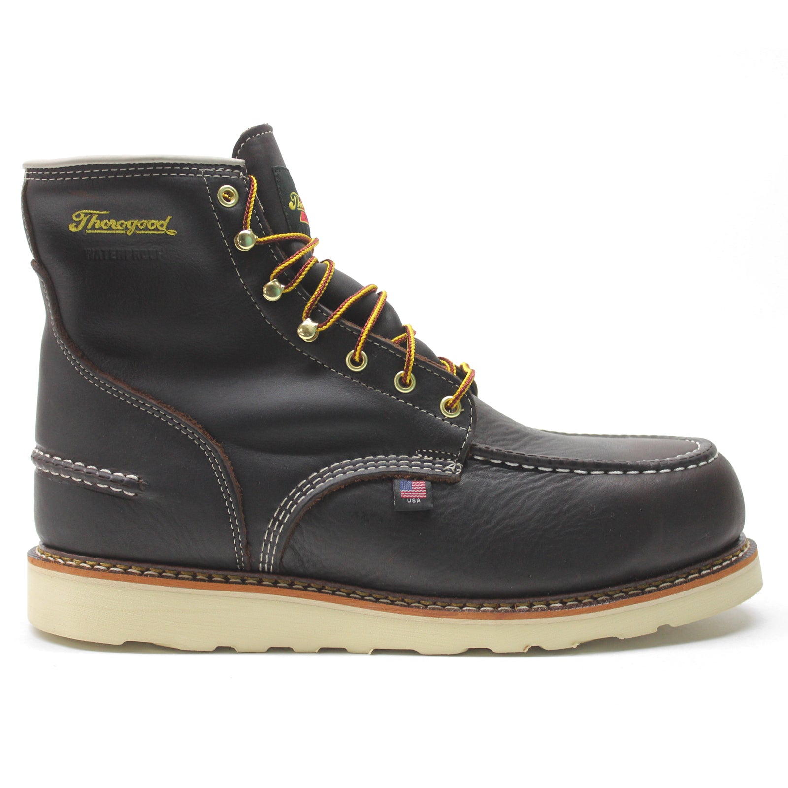 Thorogood 6" Moc Toe WP Non Safety 814-3600D Leather Mens Boots - Dark Brown - 44#color_dark brown