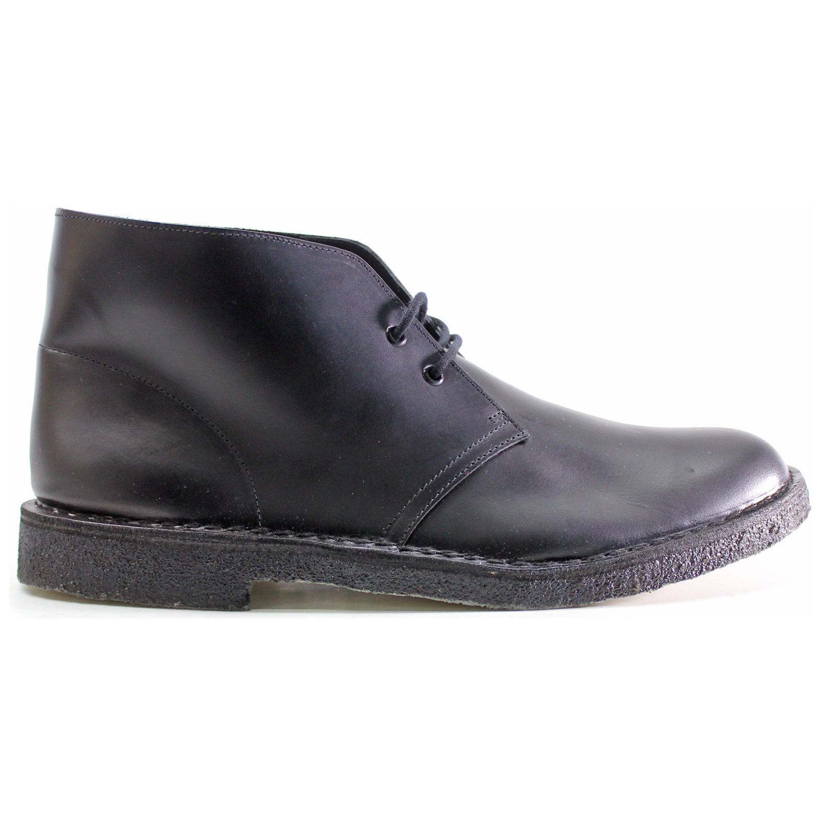 Clarks Originals Desert Boot Polished Smooth Leather Mens Boots#color_black black