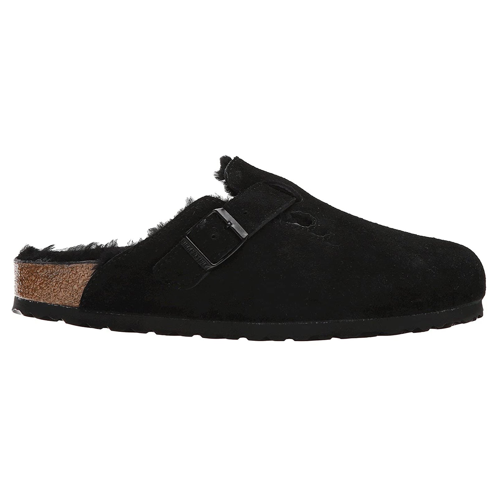 Birkenstock Boston Shearling 0259881 Suede Unisex Sandals - Black - 39#color_black