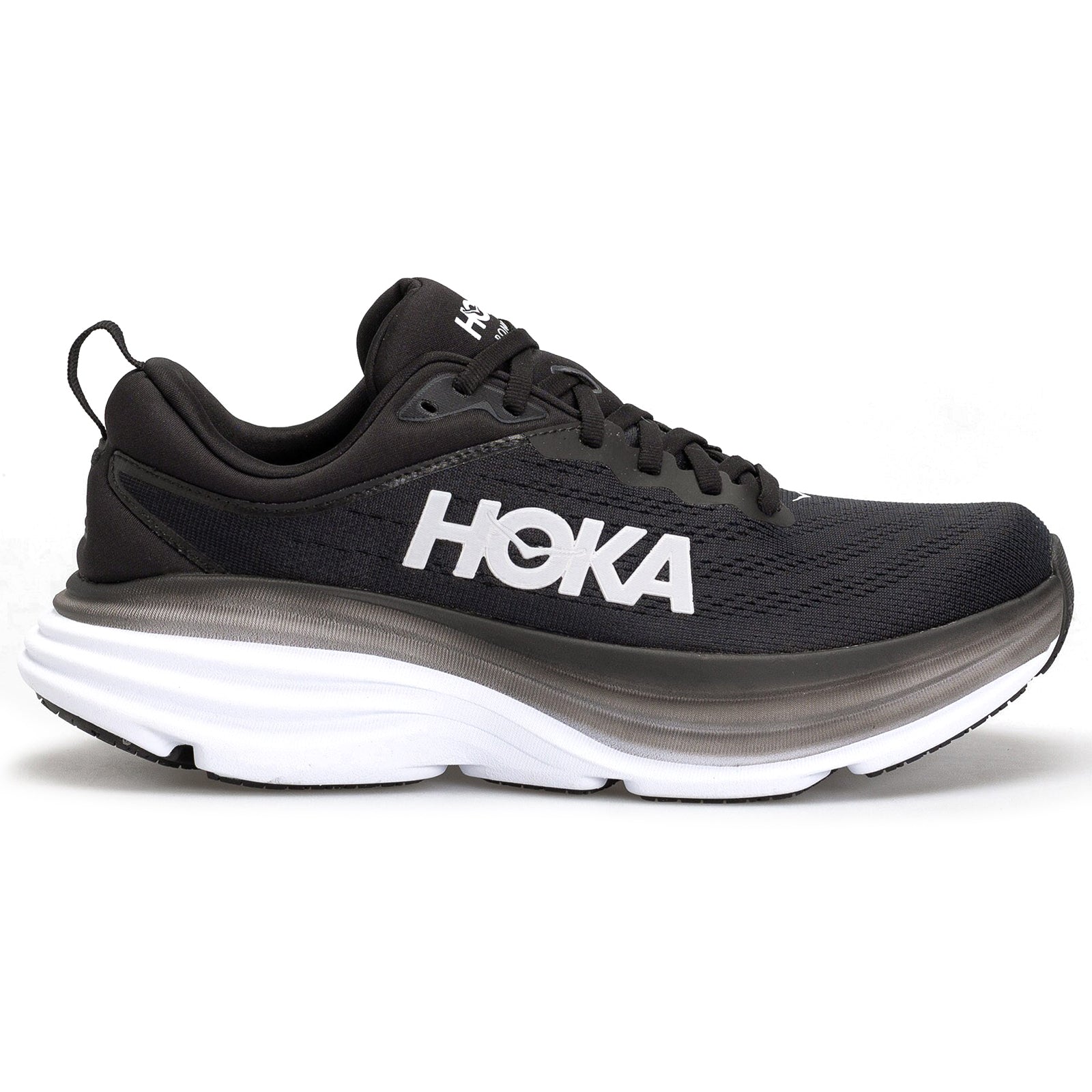 Hoka Bondi 8 1123202-BWHT Textile Mens Trainers - Black White - 9.5#color_black white