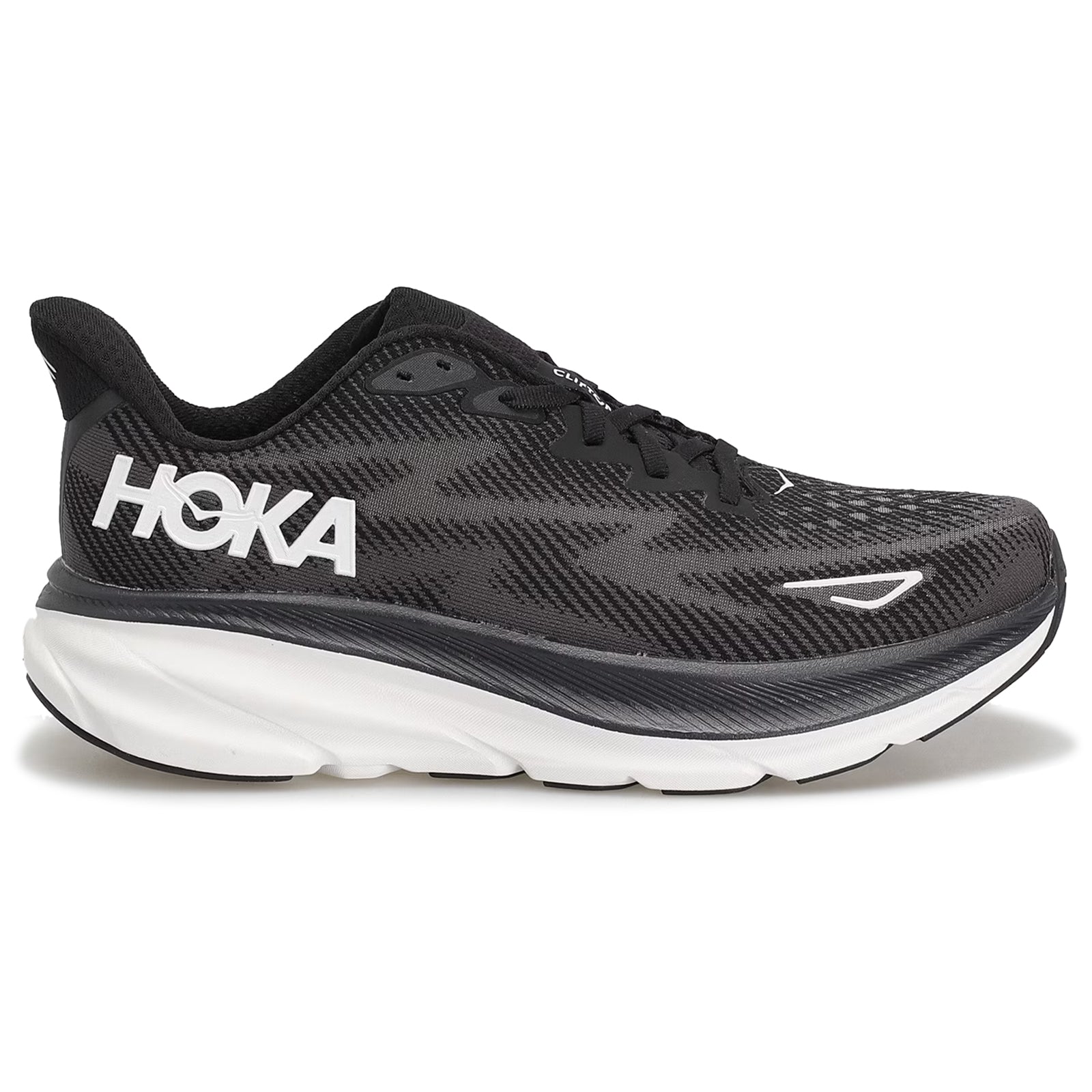 Hoka Clifton 9 1127896-BWHT Textile Womens Trainers - Black White - 6#color_black white