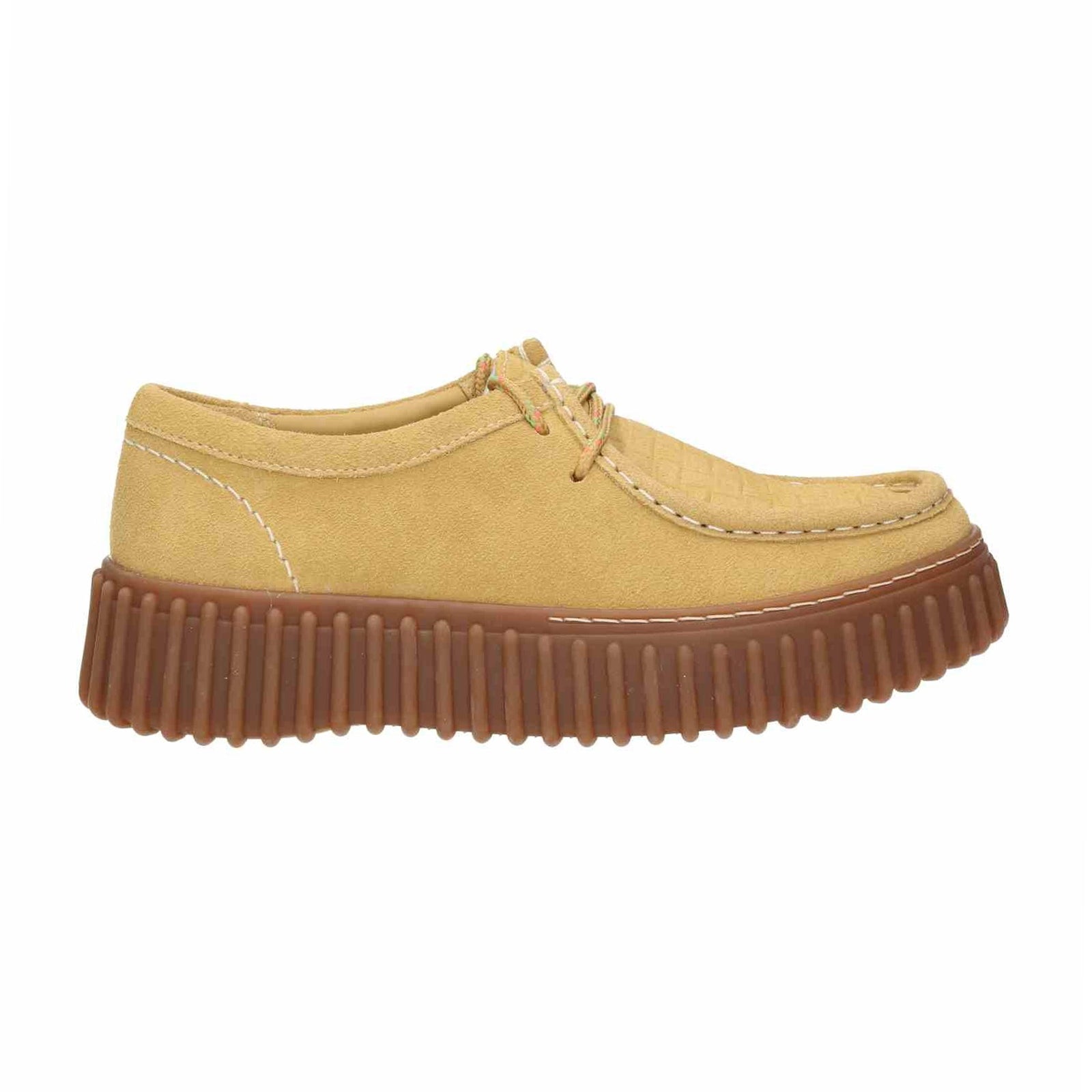 Clarks Torhill Bee Suede Womens Shoes#color_golden tan