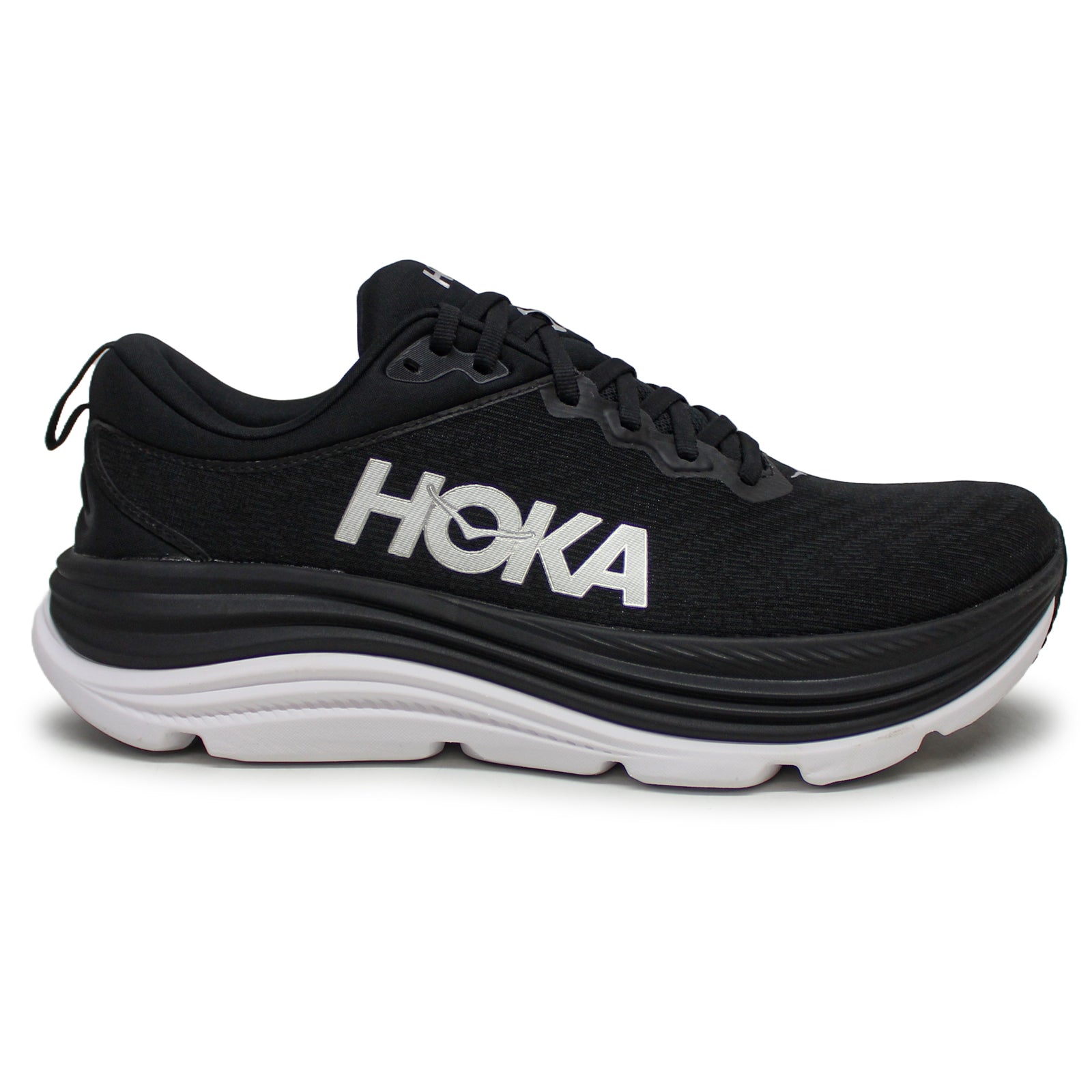 Hoka Gaviota 5 1127929-BWHT Textile Synthetic Mens Trainers - Black White - 8#color_black white