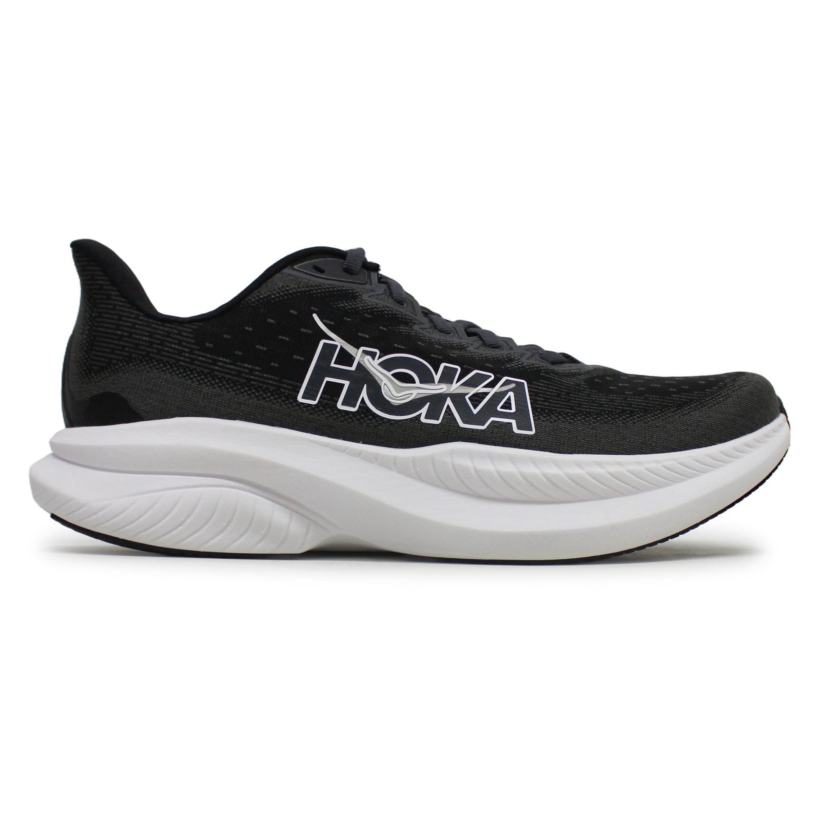 Hoka Mach 6 1147790-BWHT Textile Mens Trainers - Black White - 7#color_black white