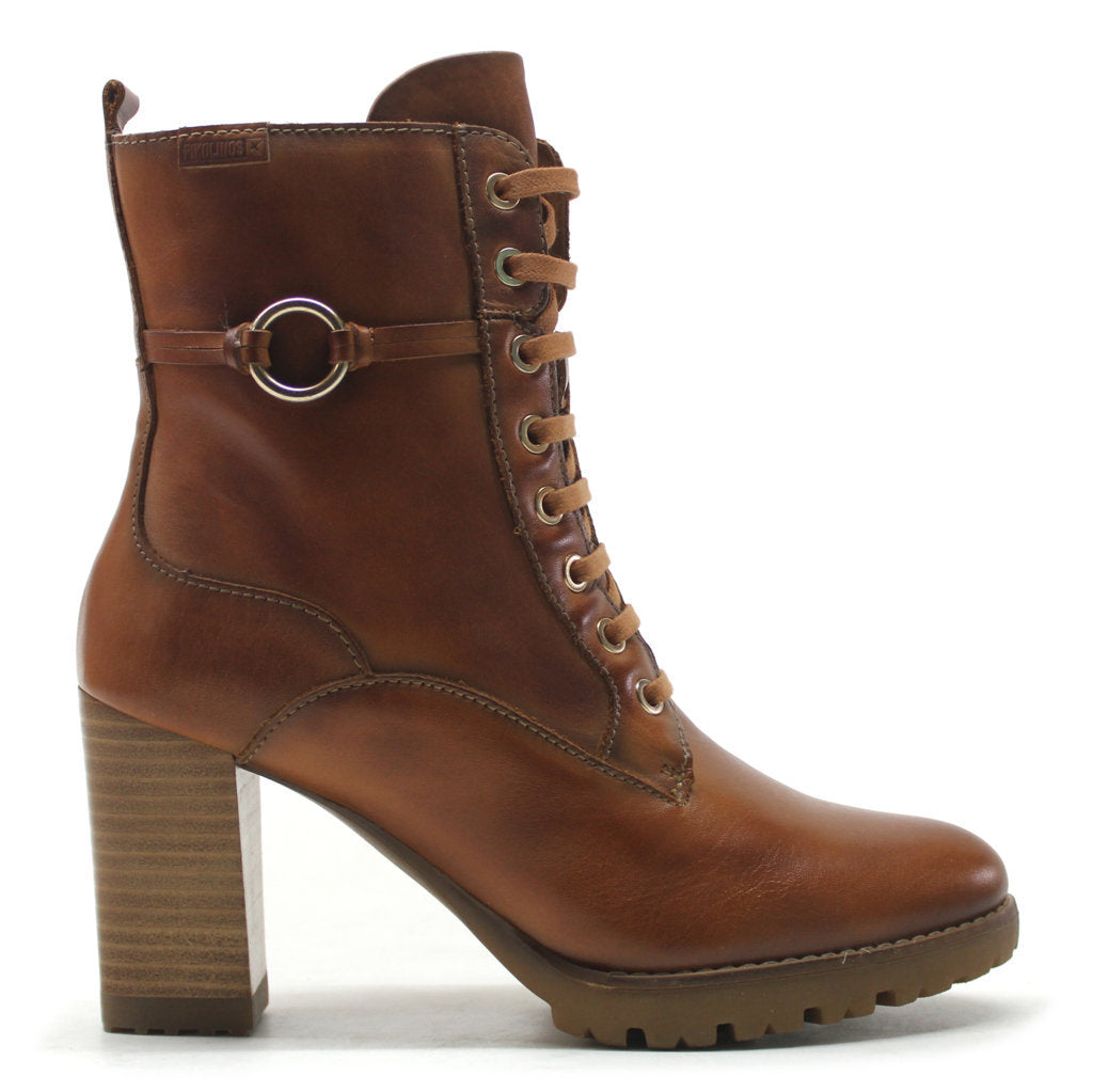 Pikolinos Connelly W7M 8563 Leather Women's Heeled Ankle Boots#color_brandy