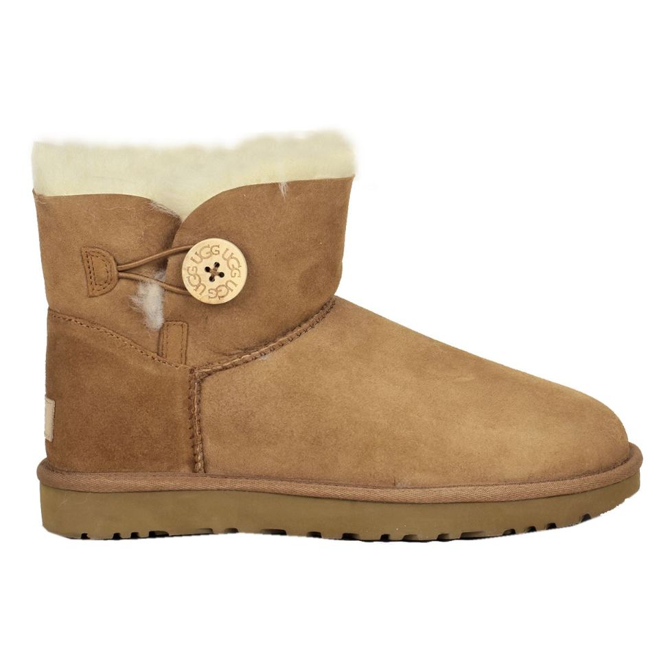 UGG Mini Bailey Button II Suede Sheepskin Women's Winter Boots#color_chestnut