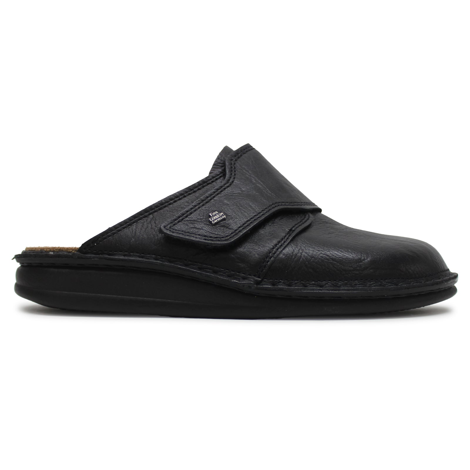 Finn Comfort Amalfi Leather Men's Slip-On Sandals#color_black