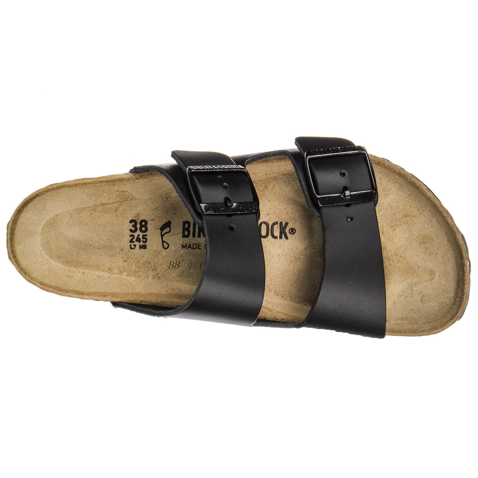 Birkenstock Arizona Leather Women's Slides Black Sandals#color_black