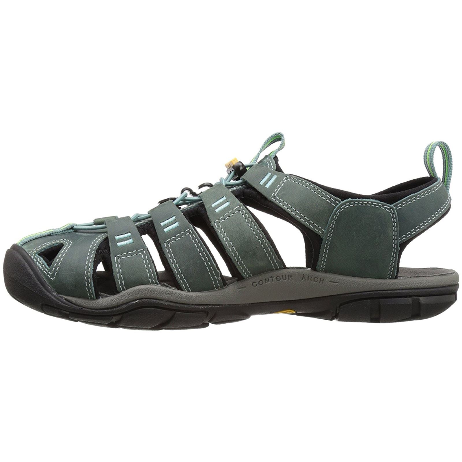 Keen Clearwater CNX Leather Womens Sandals#color_mineral blue yellow