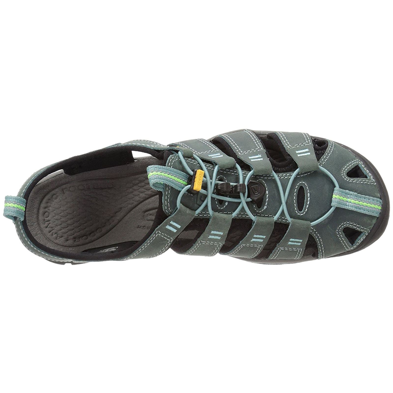 Keen Clearwater CNX Leather Womens Sandals#color_mineral blue yellow