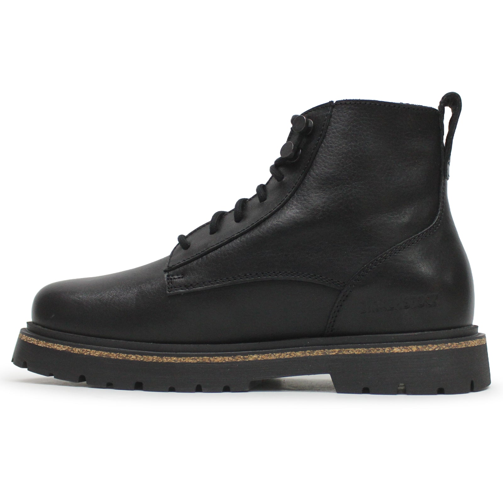 Birkenstock Highwood Lace Mid Natural Leather Womens Boots#color_black