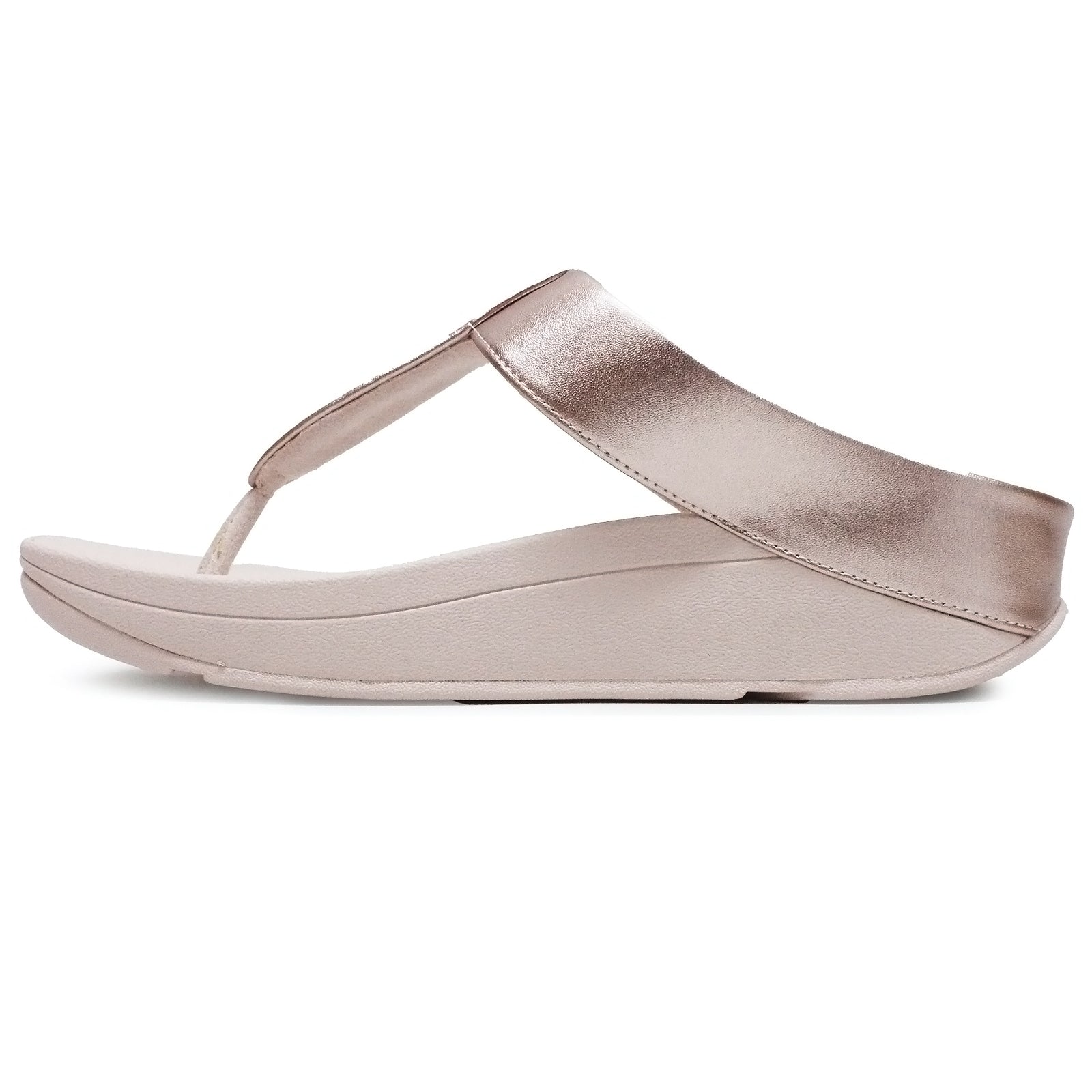 FitFlop Fino Glitterdust Metallic Toe Post Synthetic Leather Womens Sandals#color_nude rose