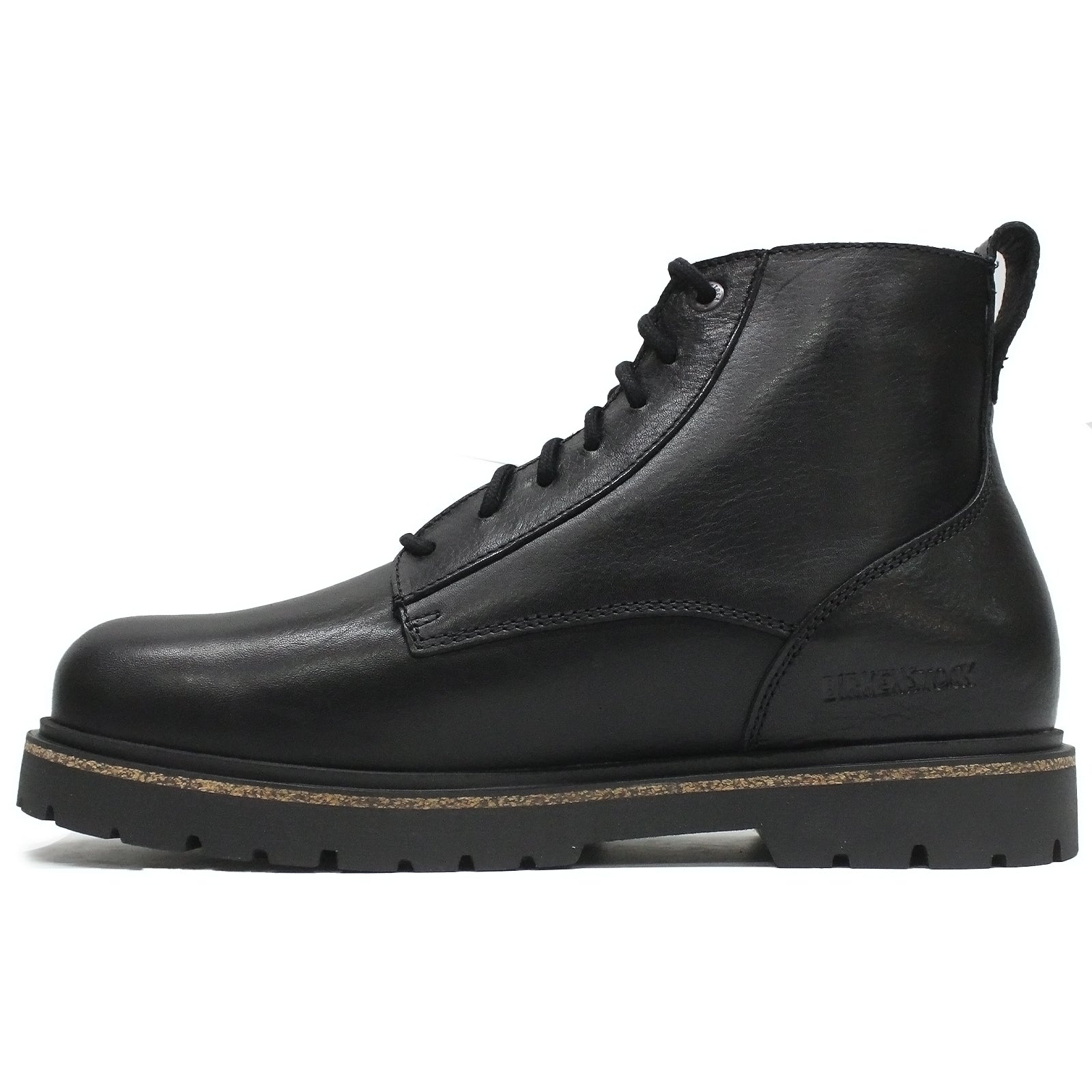 Birkenstock Highwood Lace Mid Natural Leather Mens Boots#color_black
