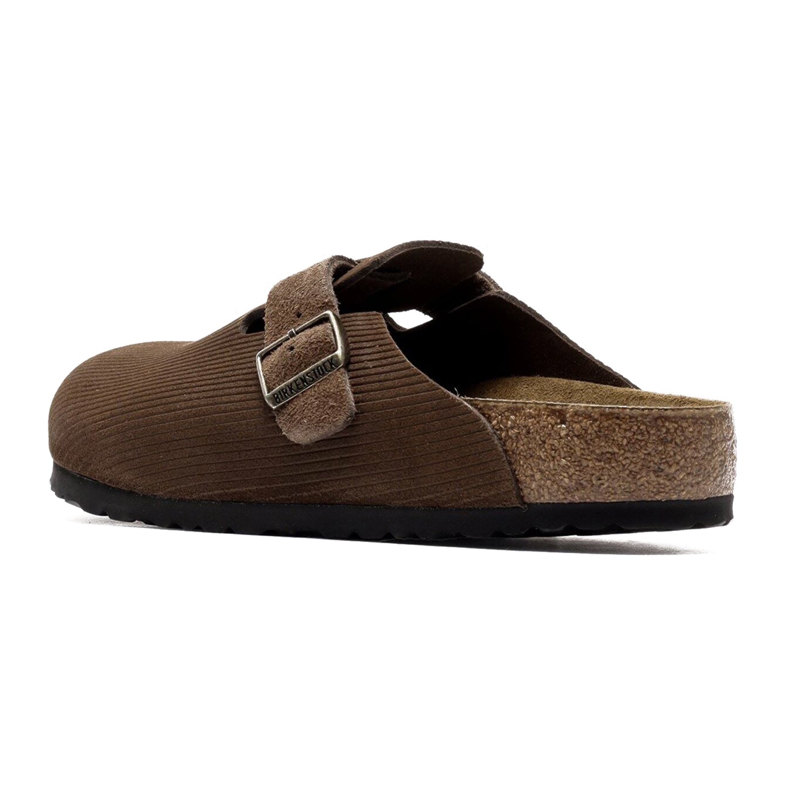 Birkenstock Boston BS 1028227 Suede Leather Embossed Unisex Sandals - Corduroy Dark Tea - 38#color_corduroy dark tea