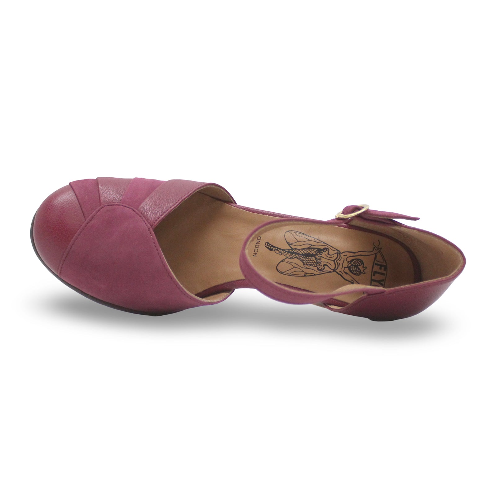 Fly London BESH087FLY Mousse Leather Womens Sandals#color_berry