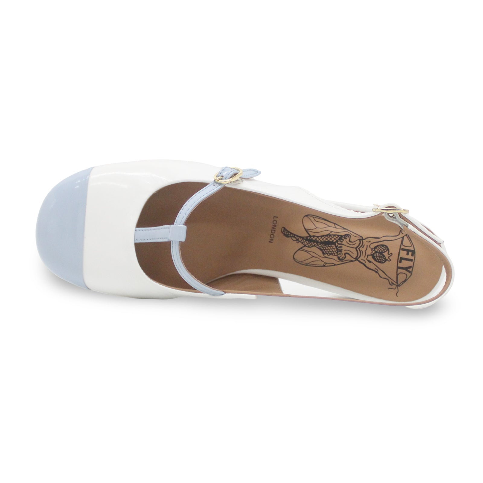 Fly London SOLN083FLY Nappalak Leather Womens Sandals#color_skyblue offwhite