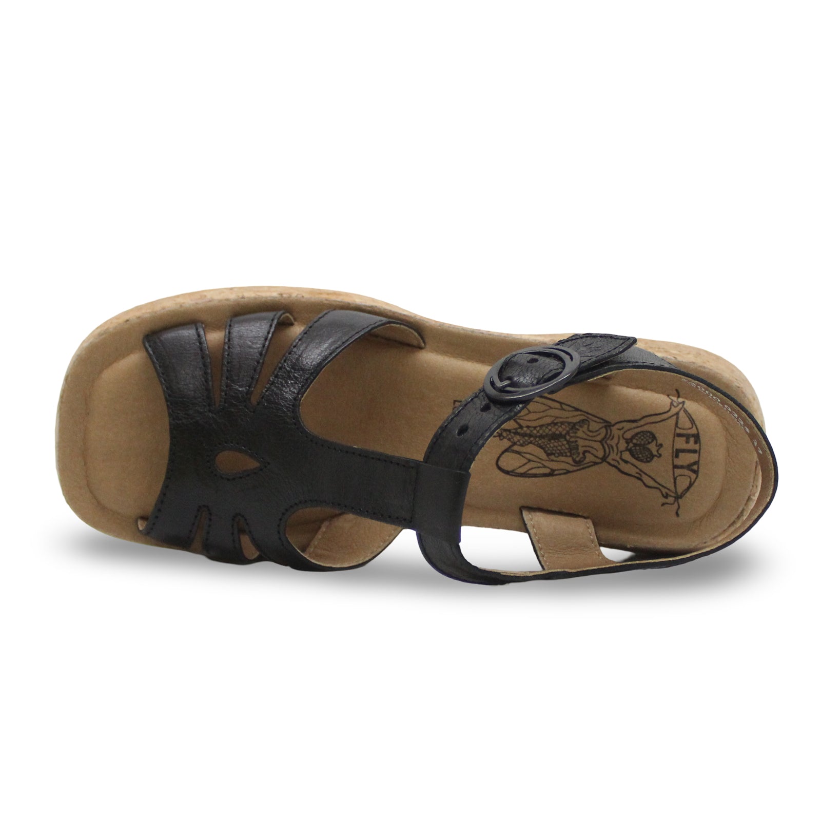 Fly London COIL275FLY Mousse Leather Womens Sandals#color_black