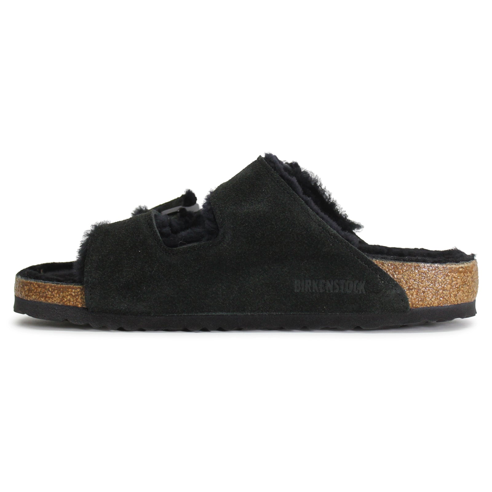 Birkenstock Arizona Fur 0752661 Suede Unisex Sandals - Black - 39#color_black
