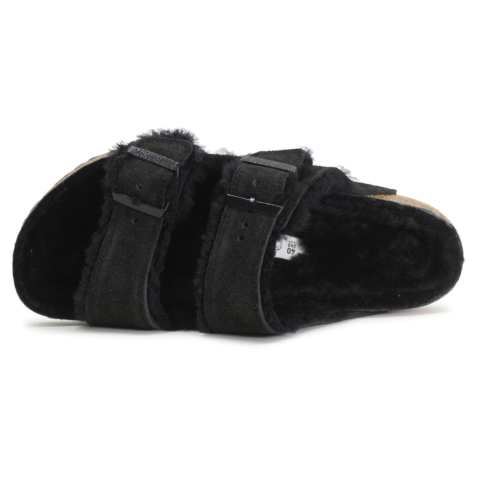 Birkenstock Arizona Fur 0752661 Suede Unisex Sandals - Black - 39#color_black