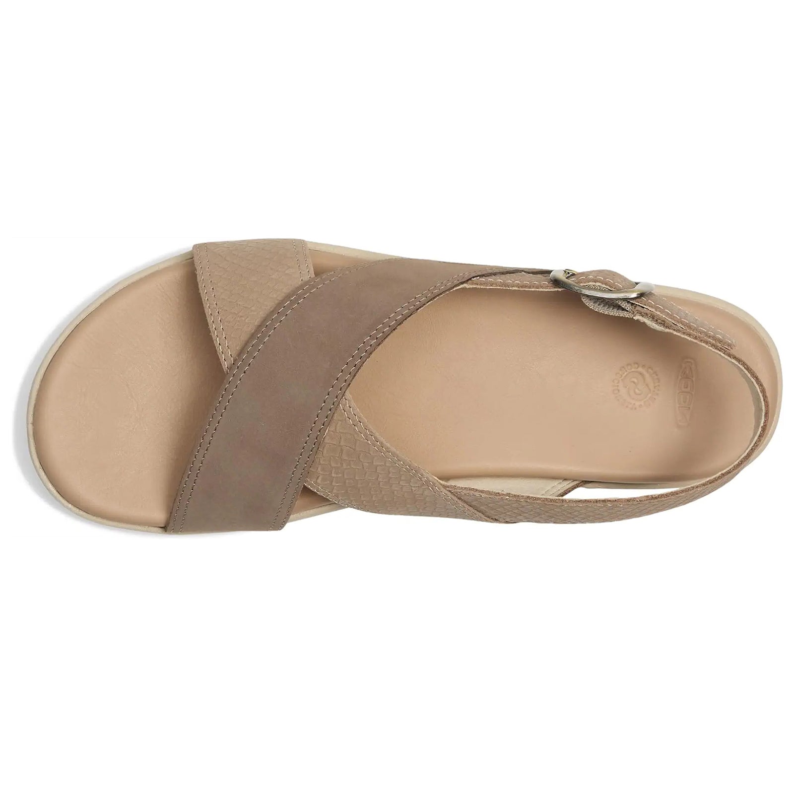 Keen Elle Luxe Cross Strap Leather Womens Sandals#color_plaza taupe brindle