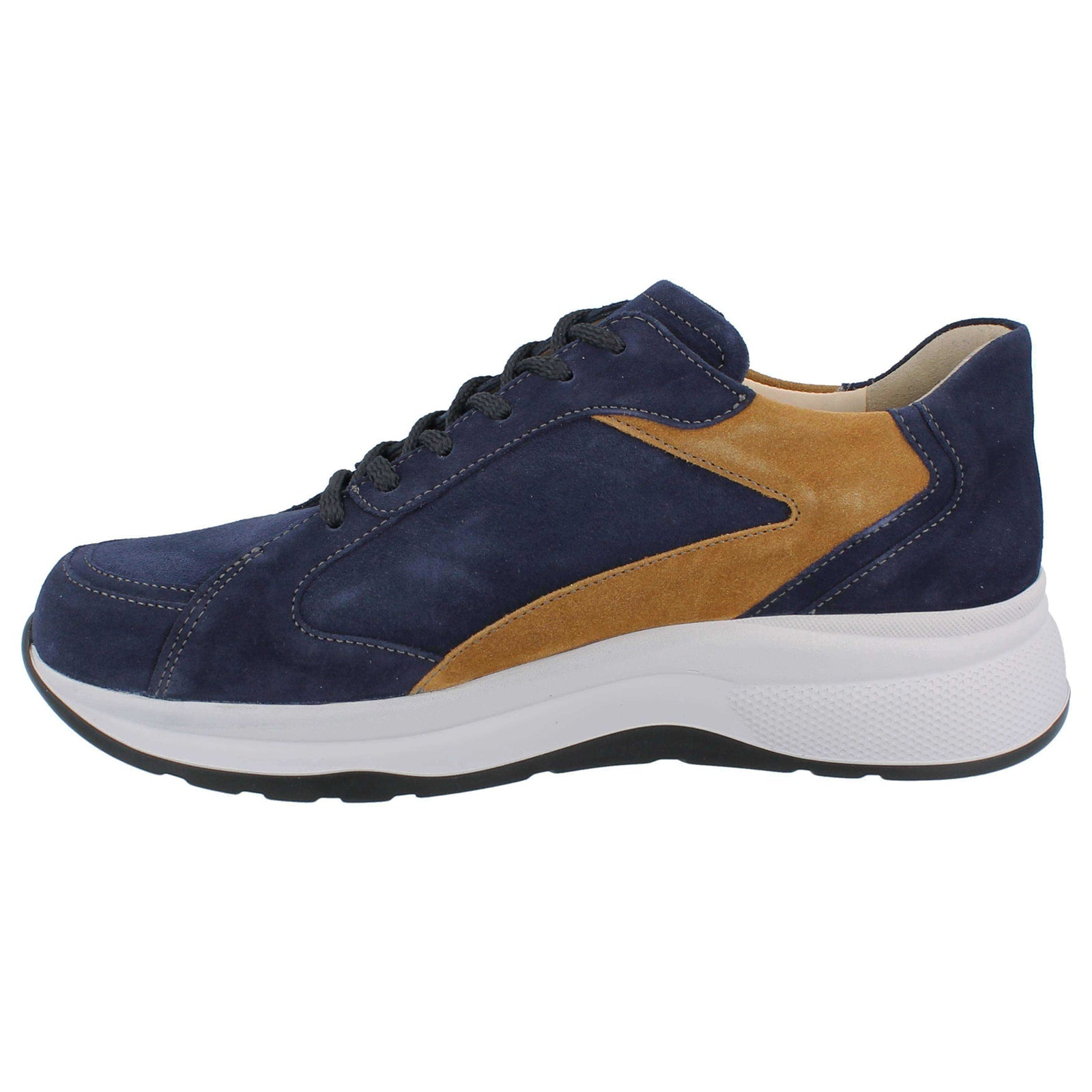 Finn Comfort Piccadilly Leather Mens Shoes#color_indigo miel