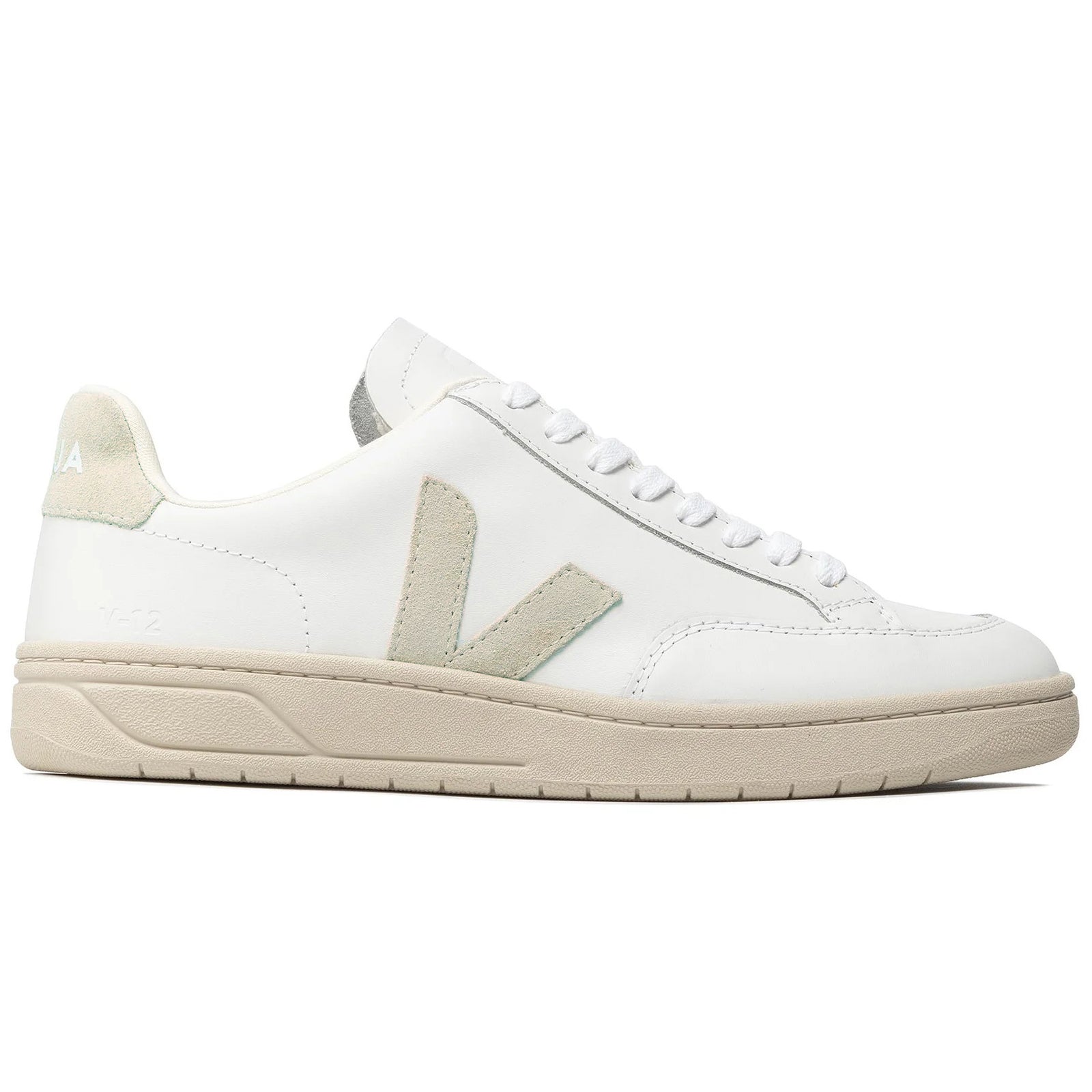 Veja V-12 Leather Womens Trainers#color_white sable