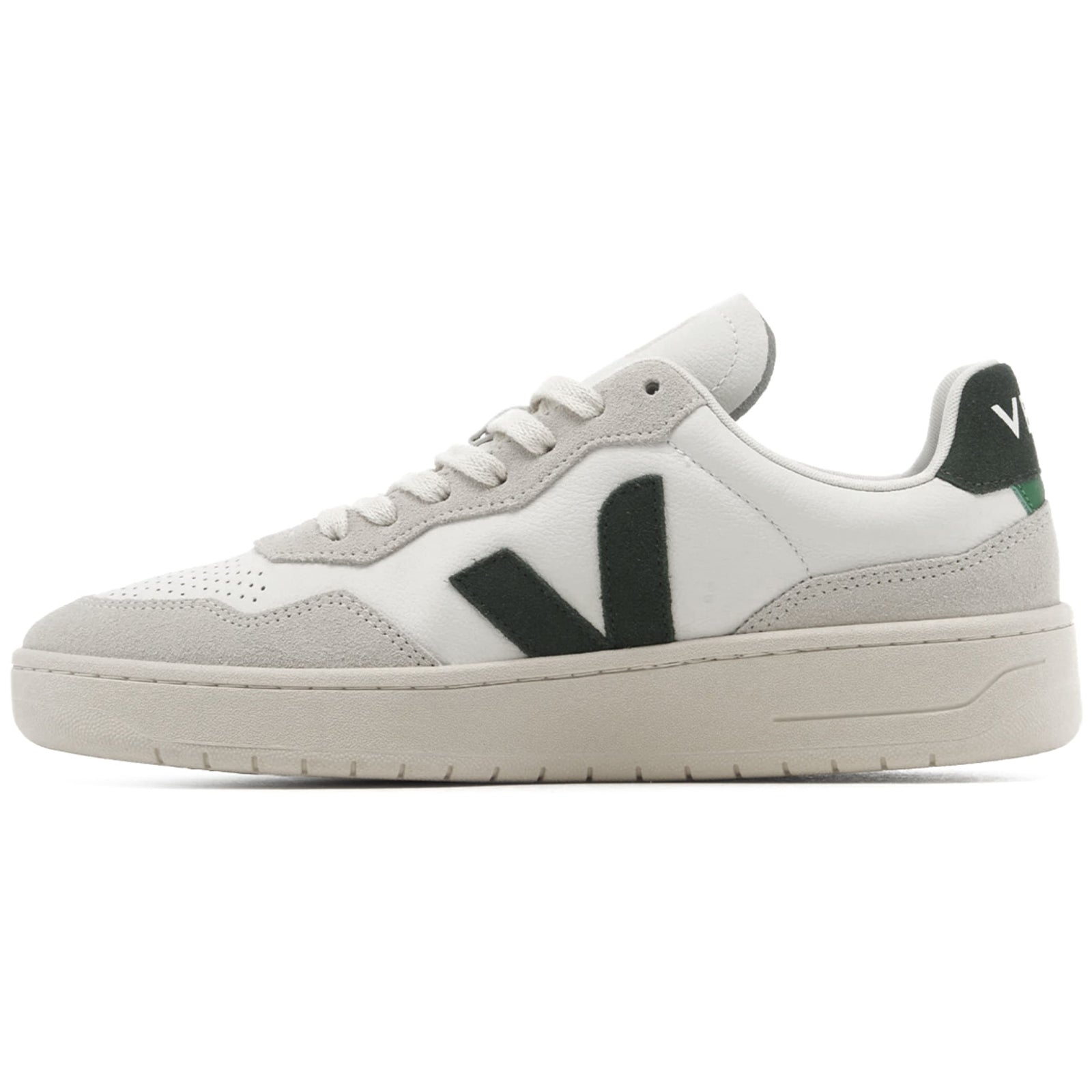 Veja V-90 Organic Traced Leather Womens Trainers#color_white cyprus