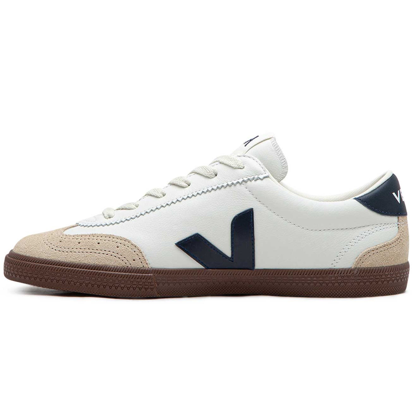 Veja Volley Organic Traced Leather Womens Trainers#color_white nautico bark