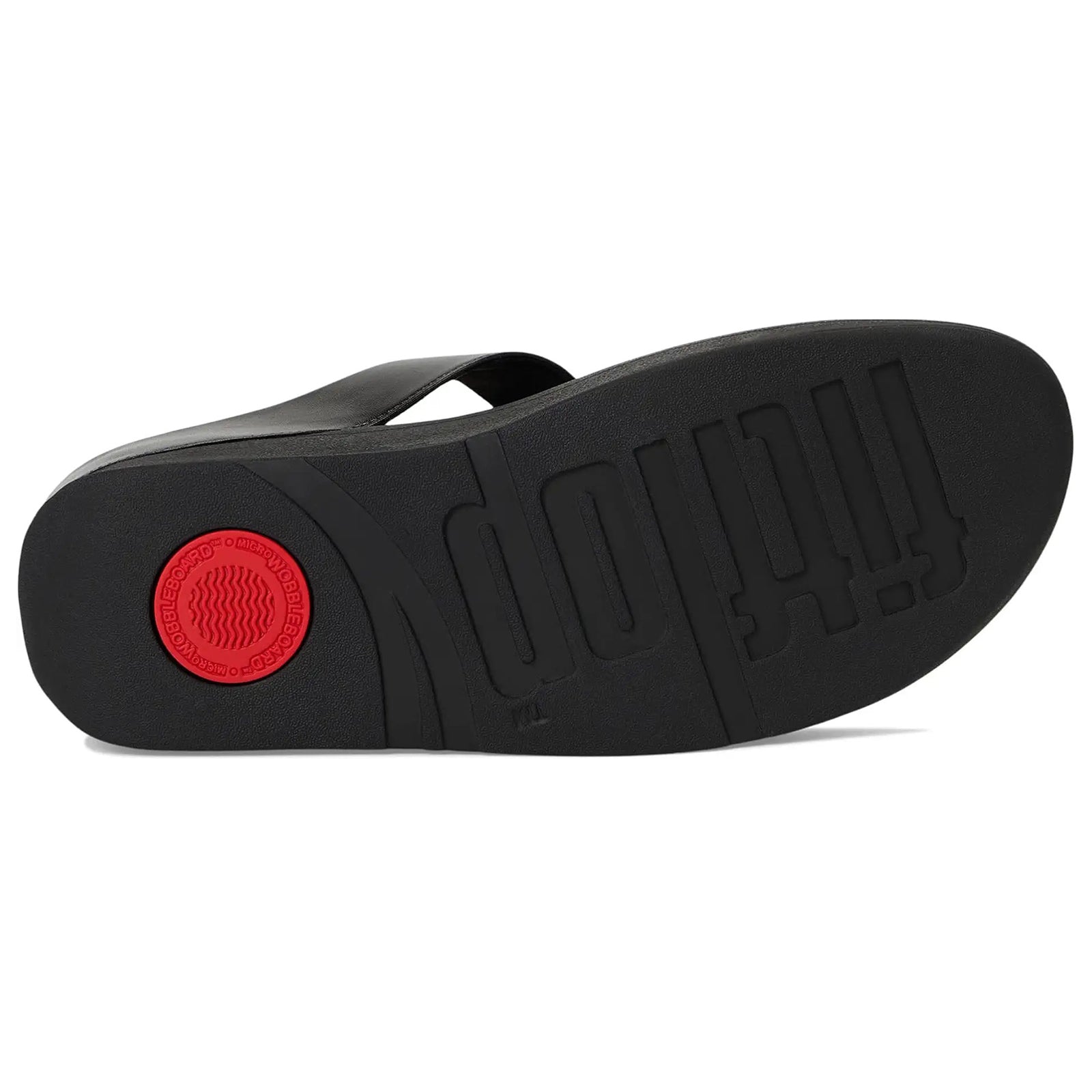 FitFlop Fino Beadie Button Metallic Toe Post PU Microfibre Womens Sandals#color_metallic black