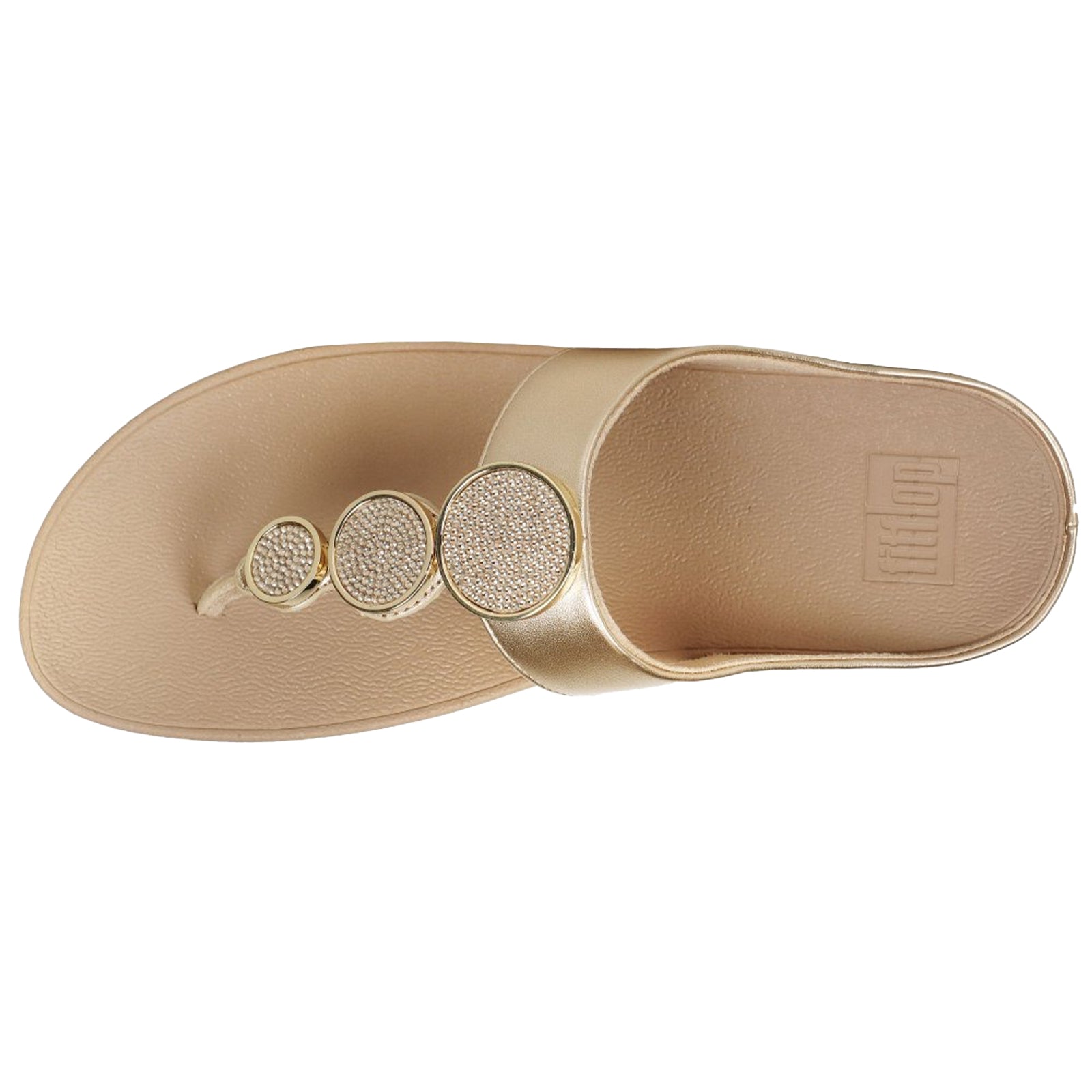 FitFlop Halo Bead Circle Metallic Toe Post Polyurethane Womens Sandals#color_metallic latte beige