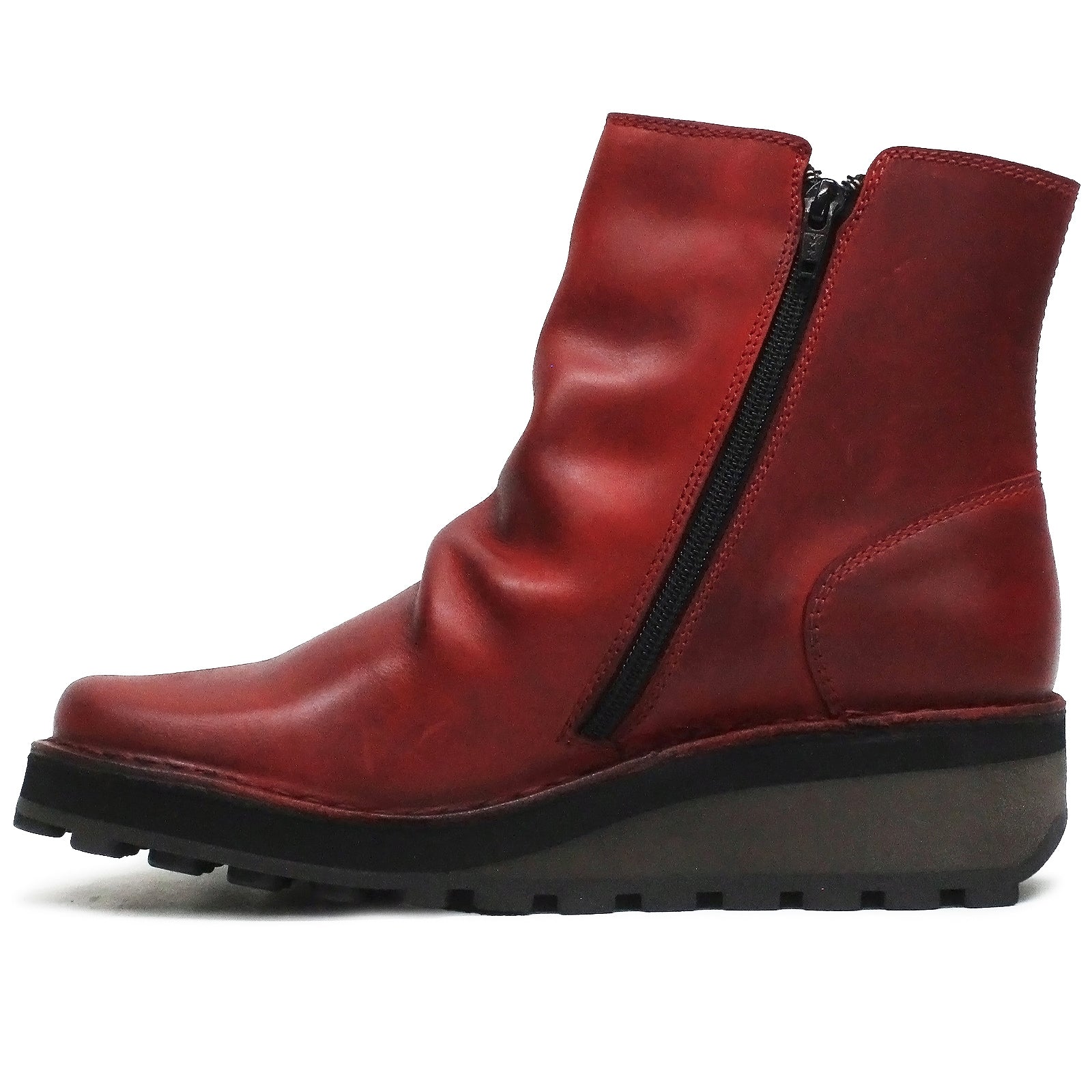Fly London HOLE146FLY Rug Leather Womens Boots#color_red