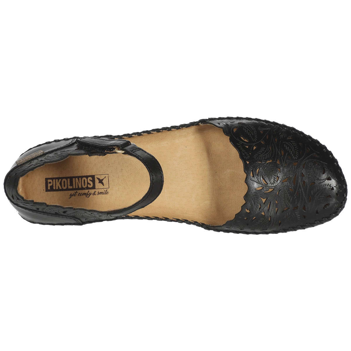 Pikolinos Puerto Vallarta 655-0906 Leather Womens Sandals#color_black