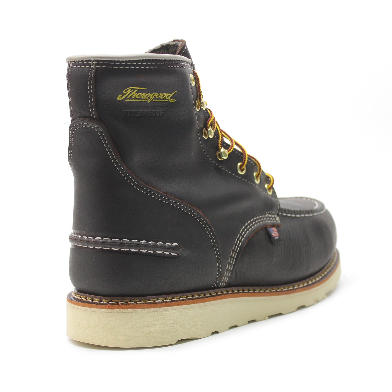 Thorogood 6" Moc Toe WP Non Safety 814-3600D Leather Mens Boots - Dark Brown - 44#color_dark brown