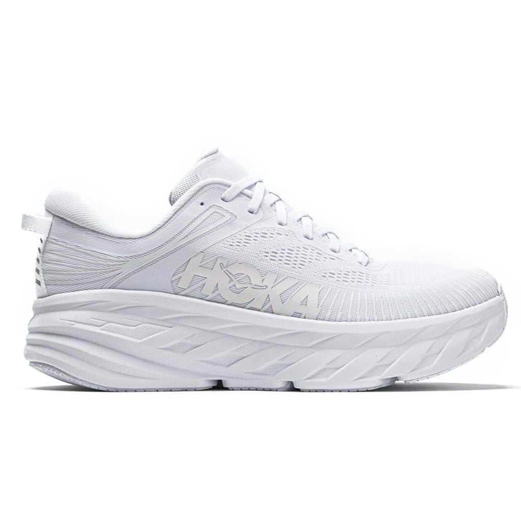 Hoka One One Bondi 7 Mesh Men's Low-Top Road Running Sneakers#color_white