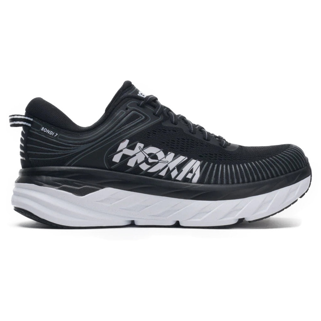 Hoka One One Bondi 7 Mesh Men's Low-Top Road Running Sneakers#color_black white