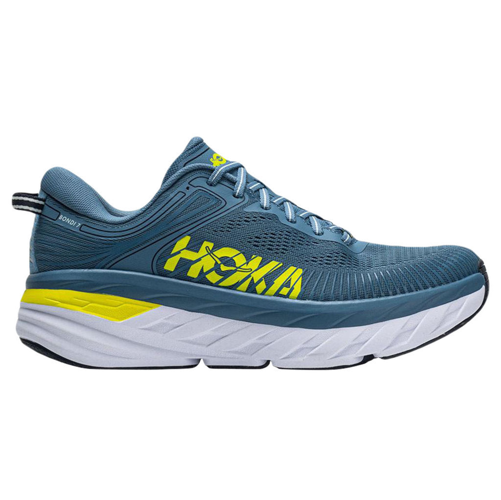 Hoka One One Bondi 7 Mesh Men's Low-Top Road Running Sneakers#color_provincial blue citrus