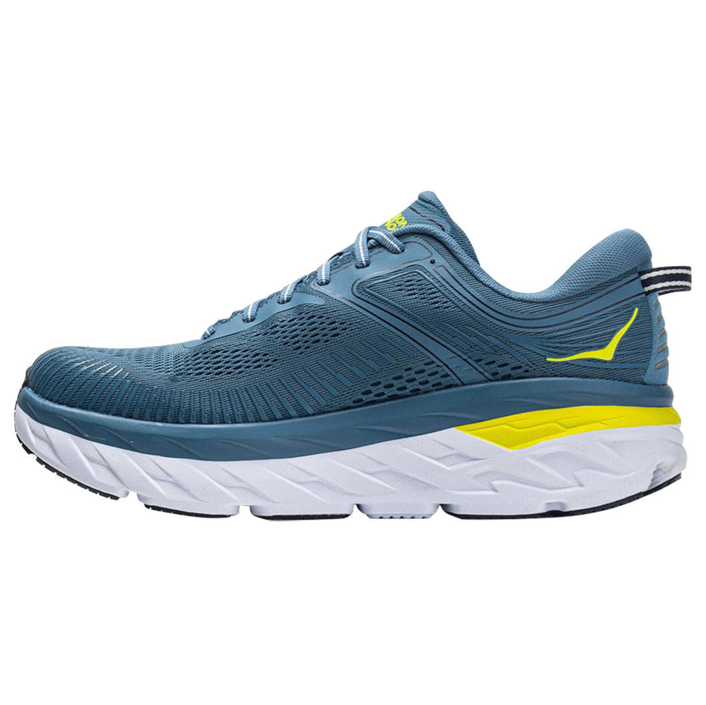 Hoka One One Bondi 7 Mesh Men's Low-Top Road Running Sneakers#color_provincial blue citrus