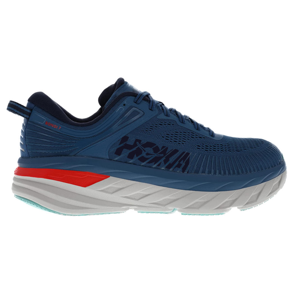 Hoka One One Bondi 7 Mesh Men's Low-Top Road Running Sneakers#color_real teal outer space
