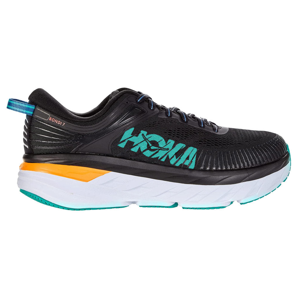 Hoka One One Bondi 7 Mesh Men's Low-Top Road Running Sneakers#color_black atlantis