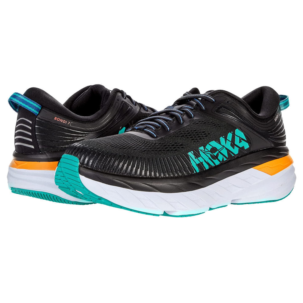 Hoka One One Bondi 7 Mesh Men's Low-Top Road Running Sneakers#color_black atlantis