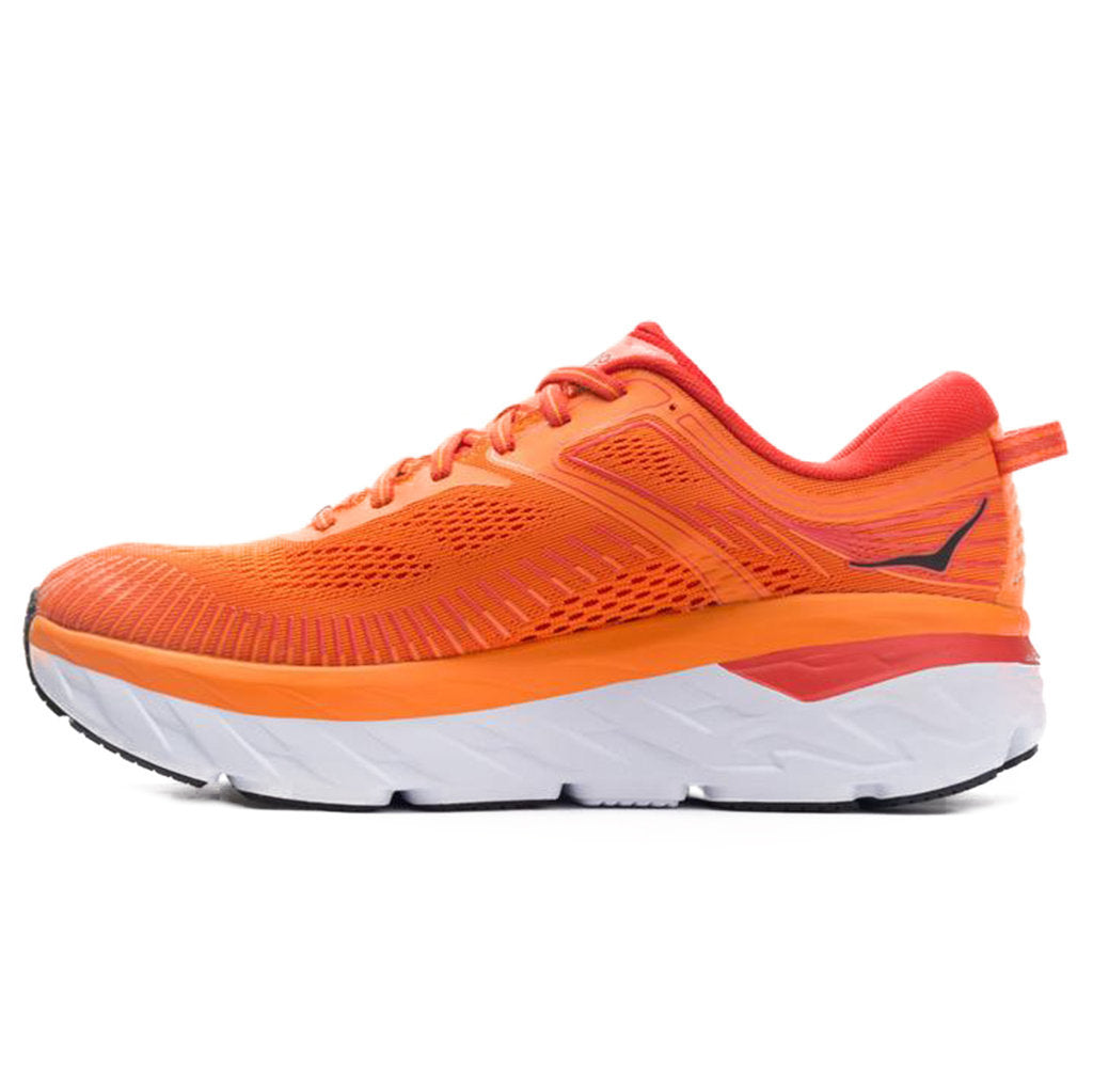 Hoka One One Bondi 7 Mesh Men's Low-Top Road Running Sneakers#color_persimmon orange fiesta