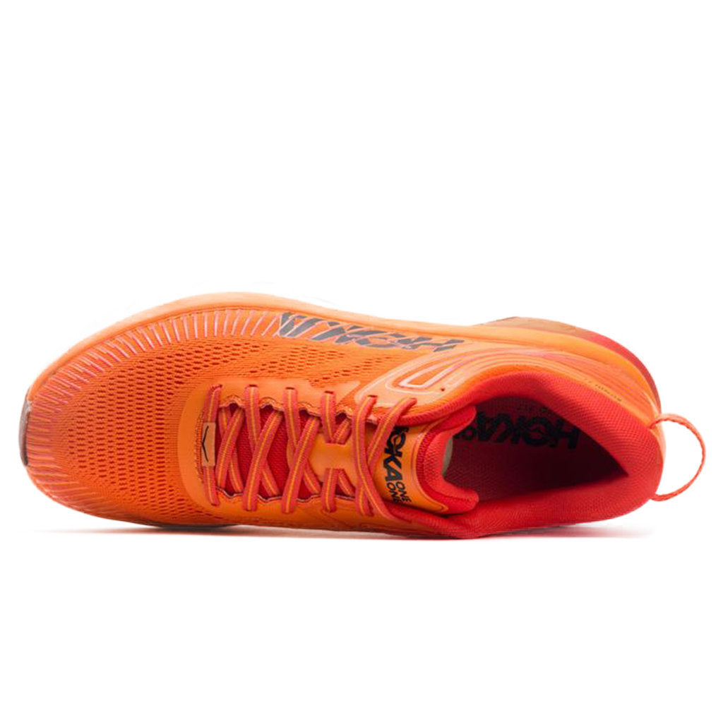 Hoka One One Bondi 7 Mesh Men's Low-Top Road Running Sneakers#color_persimmon orange fiesta