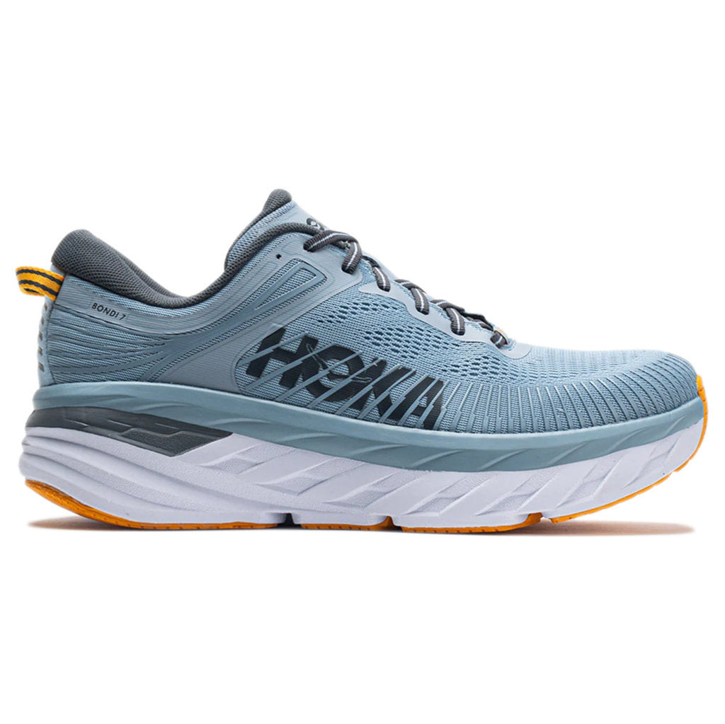 Hoka One One Bondi 7 Mesh Men's Low-Top Road Running Sneakers#color_blue fog castlerock