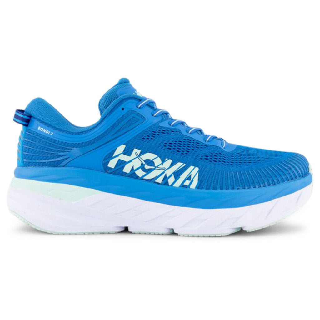 Hoka One One Bondi 7 Mesh Men's Low-Top Road Running Sneakers#color_ibiza blue blue glass