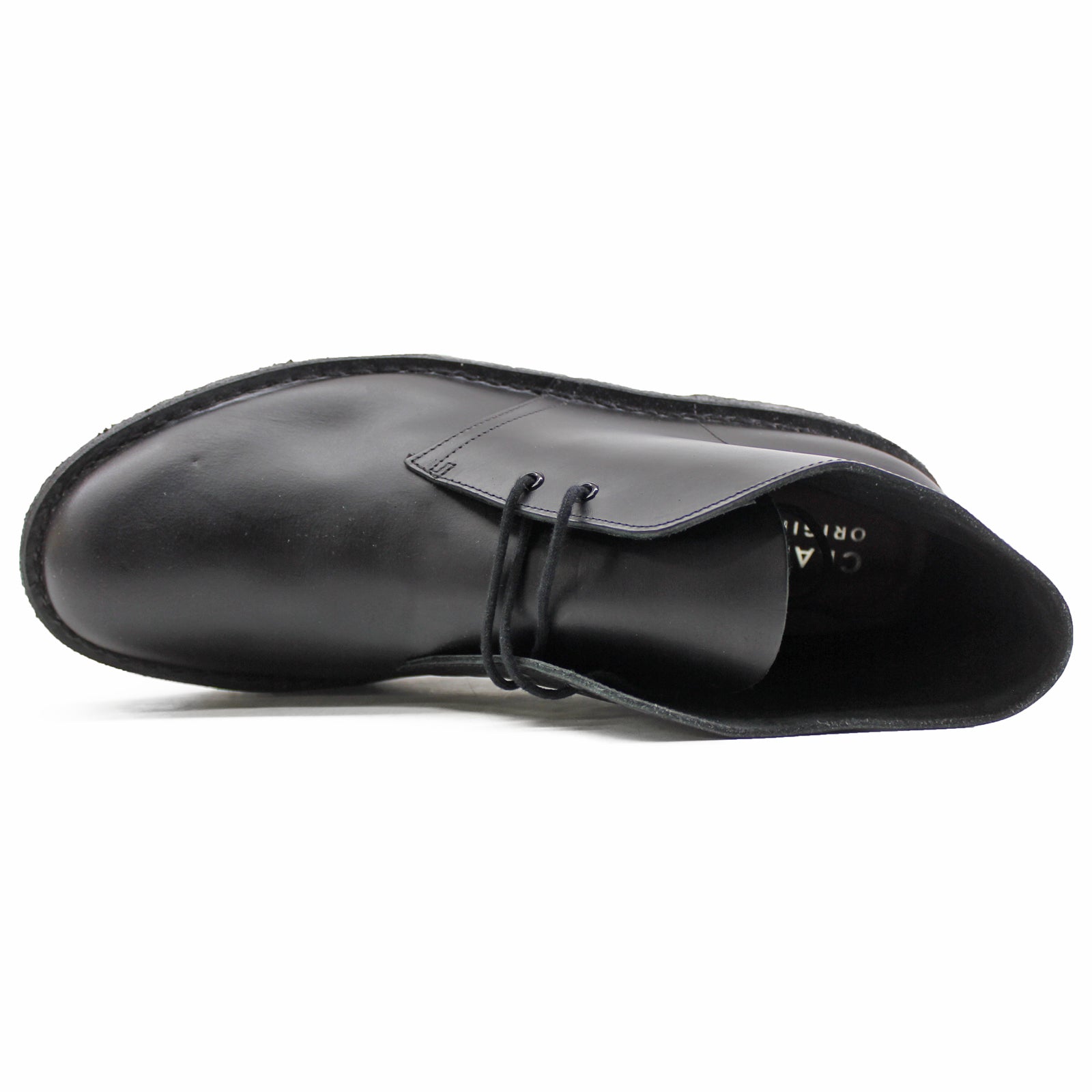 Clarks Originals Desert Boot Polished Smooth Leather Mens Boots#color_black black