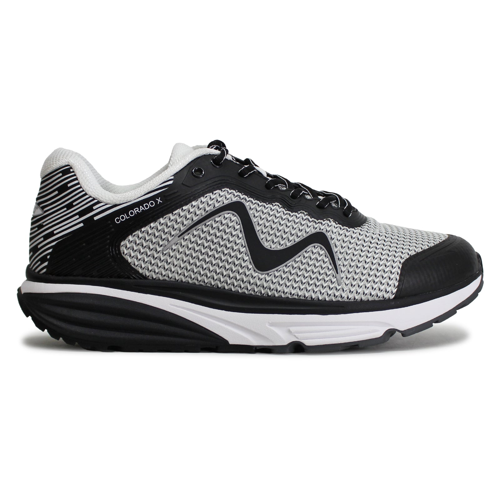 MBT Colorado X Synthetic Leather Mens Trainers#color_silver black
